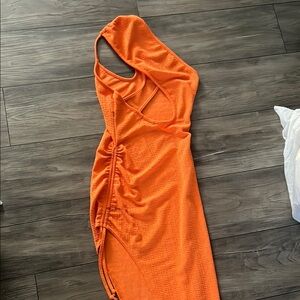 Elegant Orange Sleeveless Dress